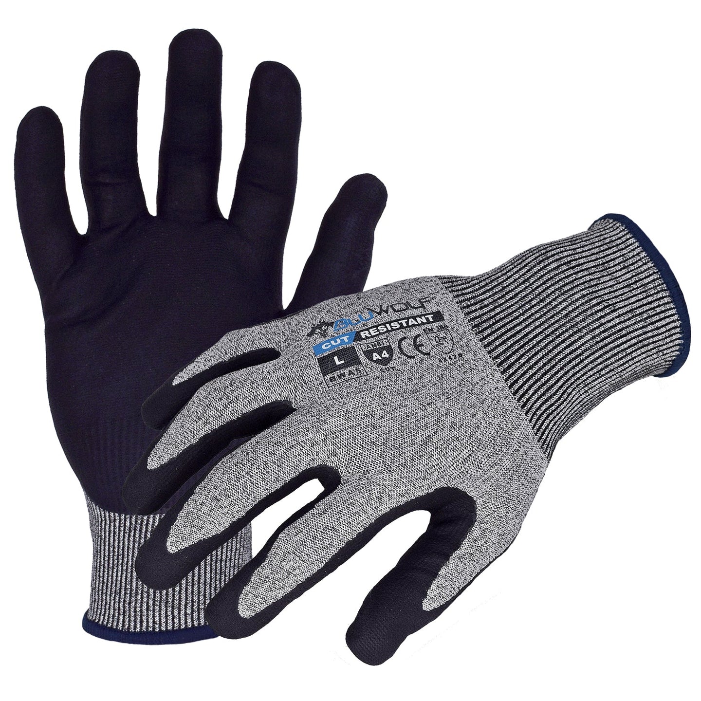 BluWolf (BW4040) Cut Resistant Work Gloves, Level A4, Nitrile/Polyurethane, X-Large, Case of 12 Pairs
