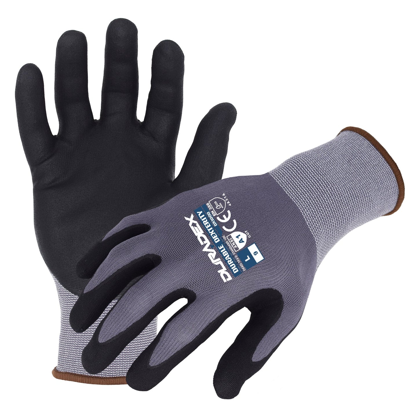 DuraDex (DX1000) General Purpose Work Gloves, Nylon/Spandex w/ Micro-Foam Nitrile/Polyurethane Palm/Finger Coating, Medium, Case of 12 Pairs
