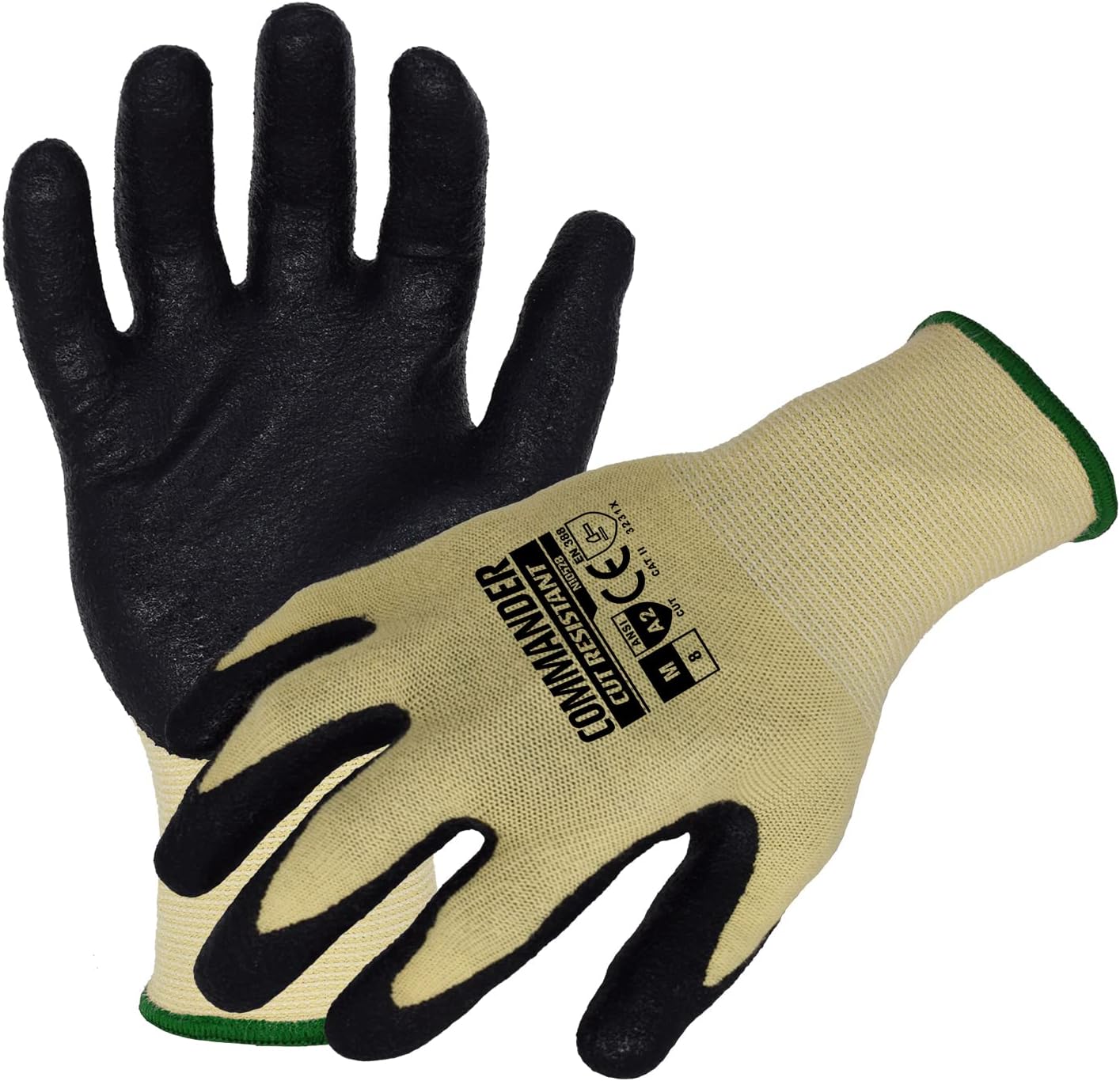 Commander (N10528) Cut Resistant Work Gloves, Level A2, Foam Nitrile Coated Grip, Medium, Case of 12 Pairs