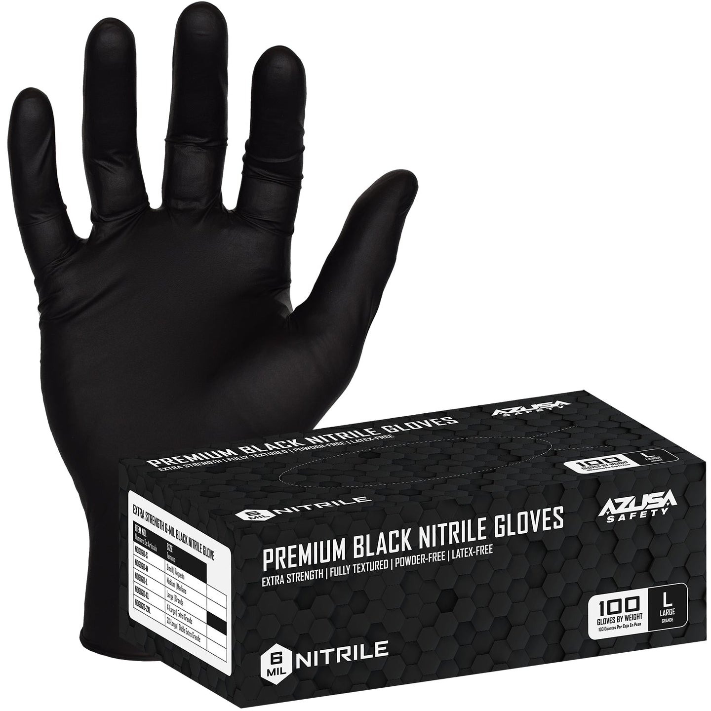 (ND6020) Disposable Gloves, 6-Mil Black Disposable Nitrile Exam Gloves, Powder-Free, Food Safe, 2X-Large, 1 Box (100 gloves)