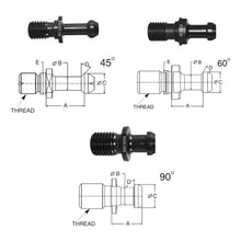 Load image into Gallery viewer, Briney B327-49-HTHS: High Torque Pull Stud (Retention Knob) For V-Flange Tooling, CAT50 Taper, 1-8 Thread, 60° Angle
