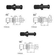 Load image into Gallery viewer, Briney B316-45: Standard Pull Stud (Retention Knob) For V-Flange Tooling, CAT50 Taper, 1-8 Thread, 45° Angle
