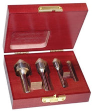 Load image into Gallery viewer, 336-100090: 6-Flute, 4 Pc Carbide Countersink Set; 1/4, 1/2, 3/4 and 1 dia., 90 deg. Included Angle, BRIGHT, USA
